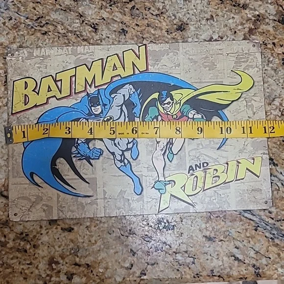Batman & Robin Metal Sign 12"×8" Super Hero kids Party Decor Boys Room decor‎ - Picture 4 of 5